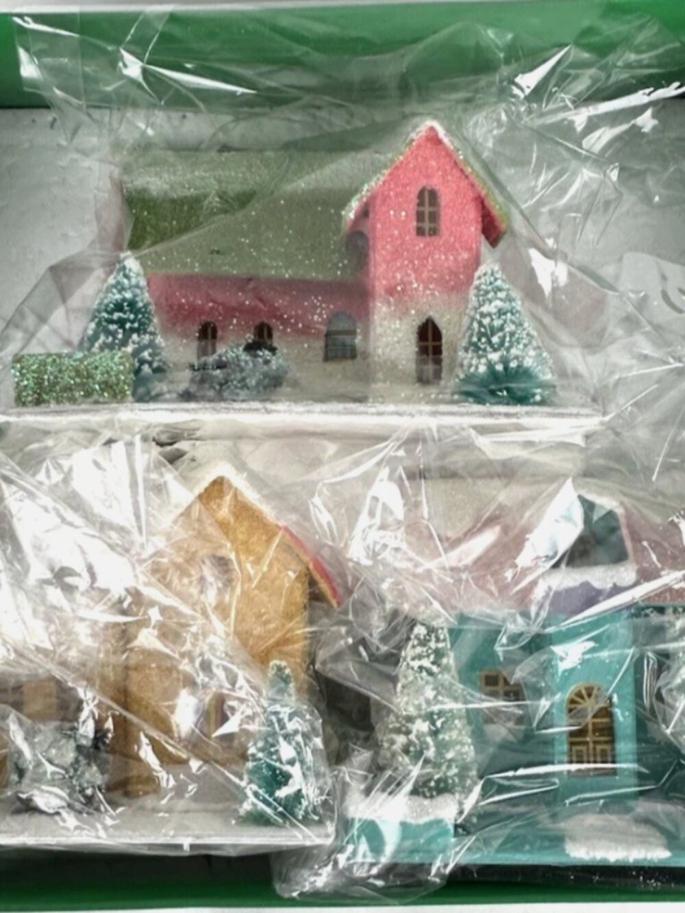 Shiny Brite Christopher Radko Set Of 3 Putz Style Middlebury Way Houses Holiday